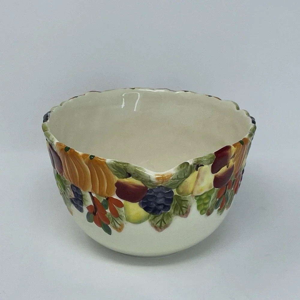 Harry David‎ Embossed Pitcher Serving Bowl 2007 Painted Fall Fruit Thanksgiving